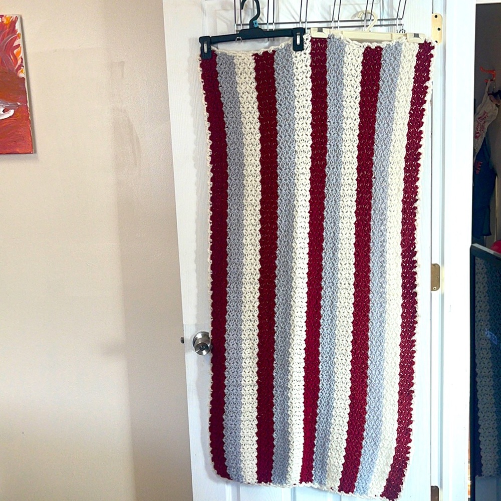 Vintage Handmade Knit Crochet Blanket